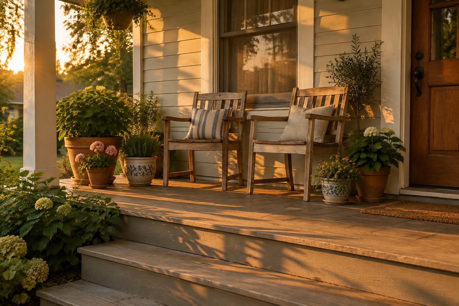The front porch at golden hour